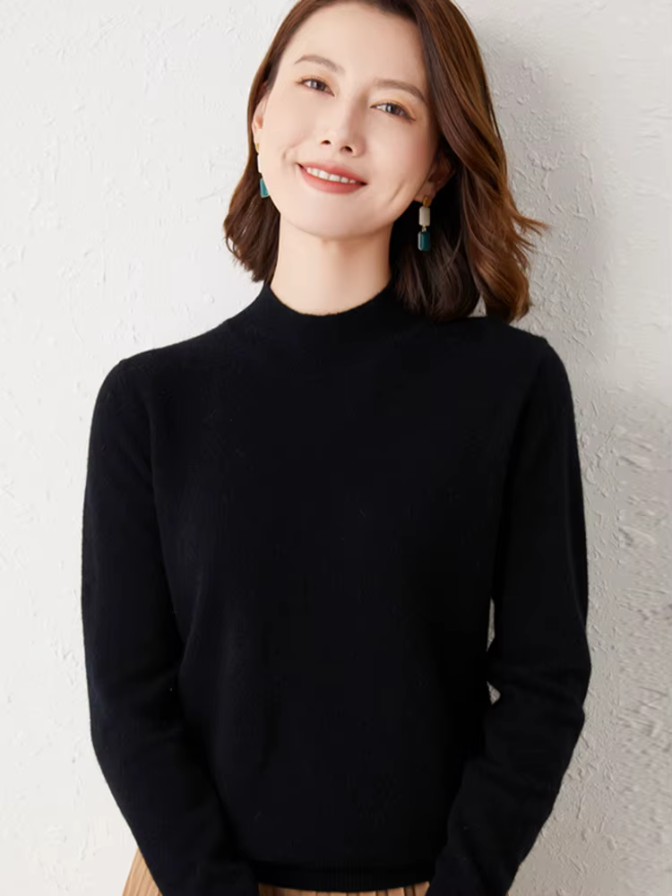 Nouveau Pull Tricoté à Manches Longues Col Roulé Slim pour Femme Automne Hiver 2026