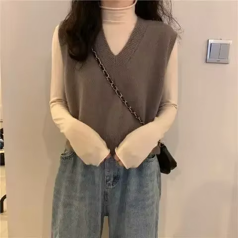 Pull en tricot à col en V pour femme, chemisier thermique, haut, manches longues, vert, glaçure jaun