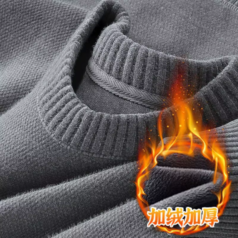 2025 nouveau peluche épais chaud pull décontracté velours rembourré chaud solide pulls fond tricots 