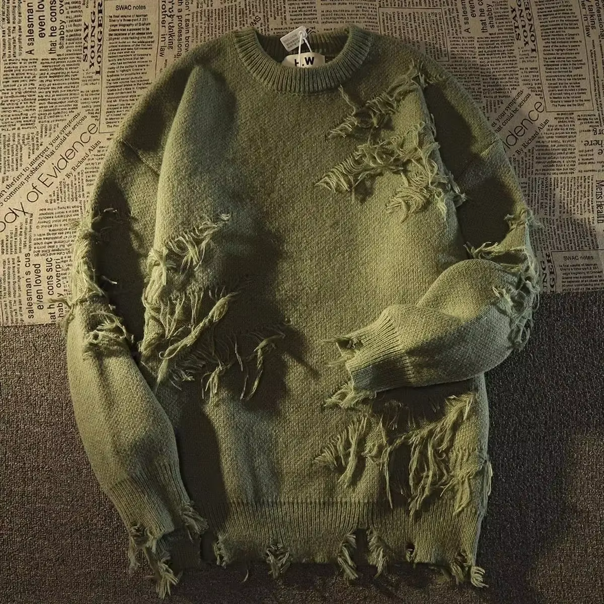 Américain nouveau rétro trou faux deux chandails pour hommes et femmes Y2k Streetwear haute rue mode