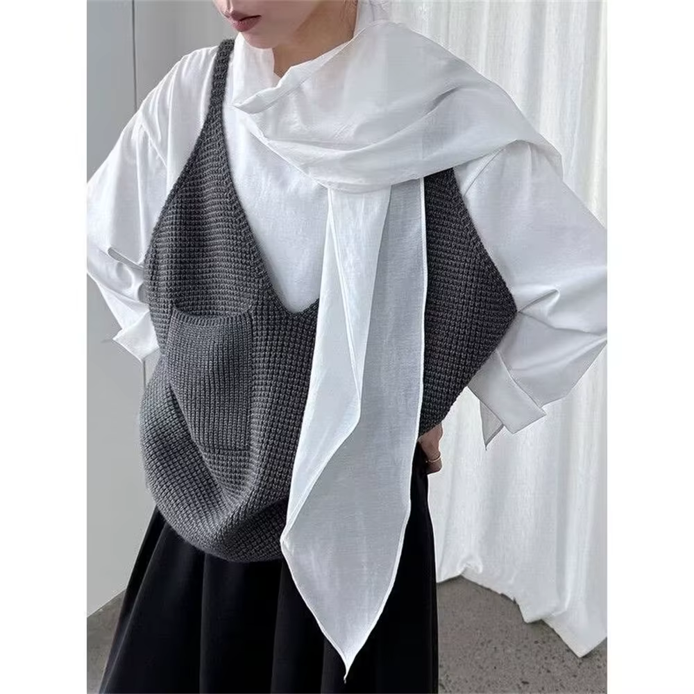 Femmes noir gris surdimensionné décontracté tricot gilet nouveau col en V sans manches pull mode pri
