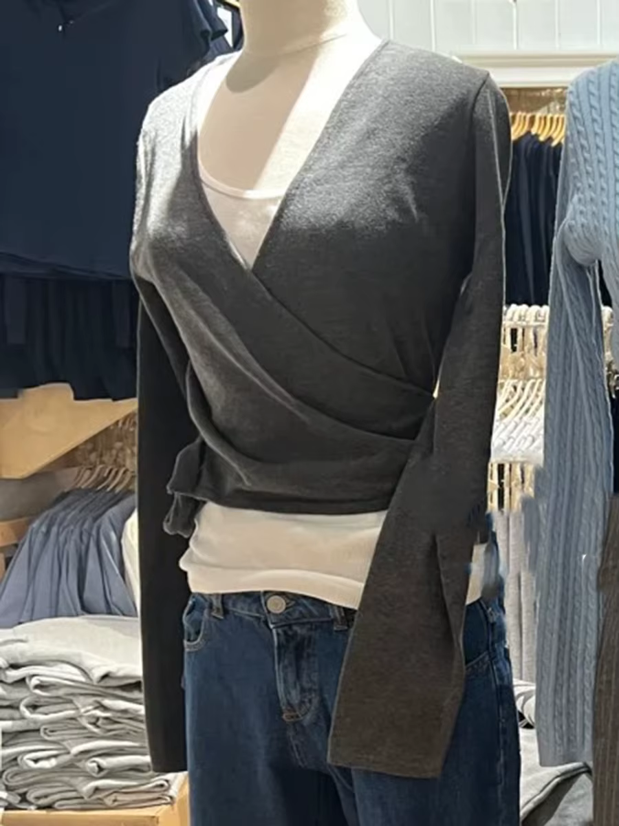 Pull cardigan en mohair tricoté à lacets pour femmes, automne, col en V, manches longues, pulls mign