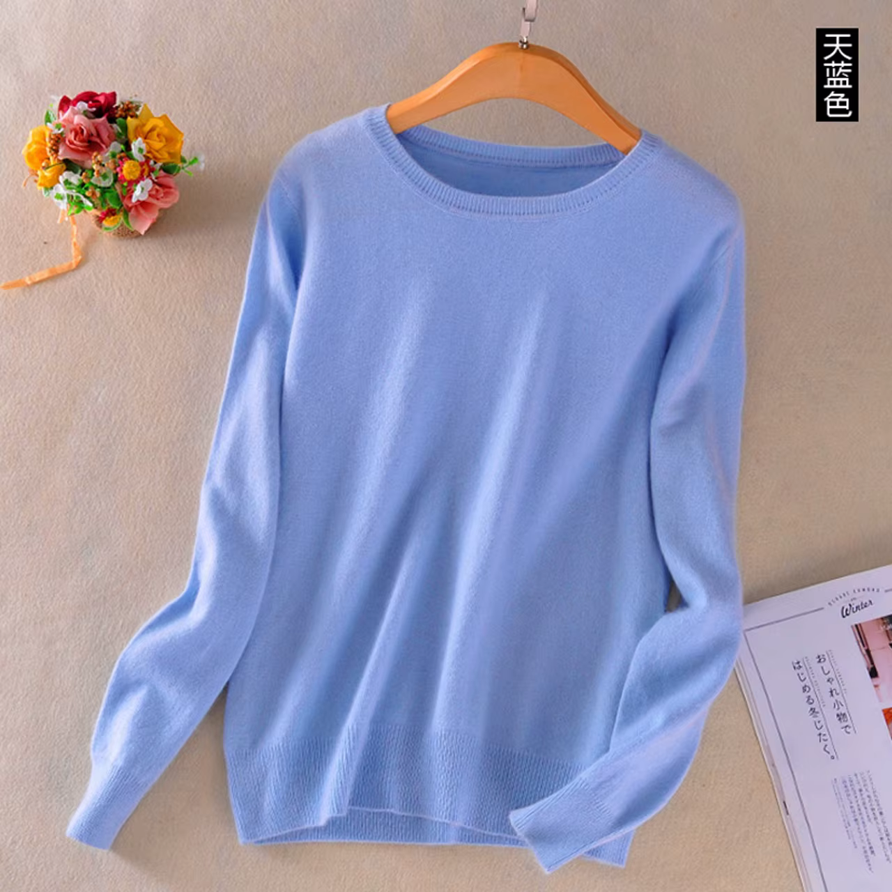 Super doux cachemire coton mélangé classique col rond tricoté Pull femmes 2026 automne hiver bases B
