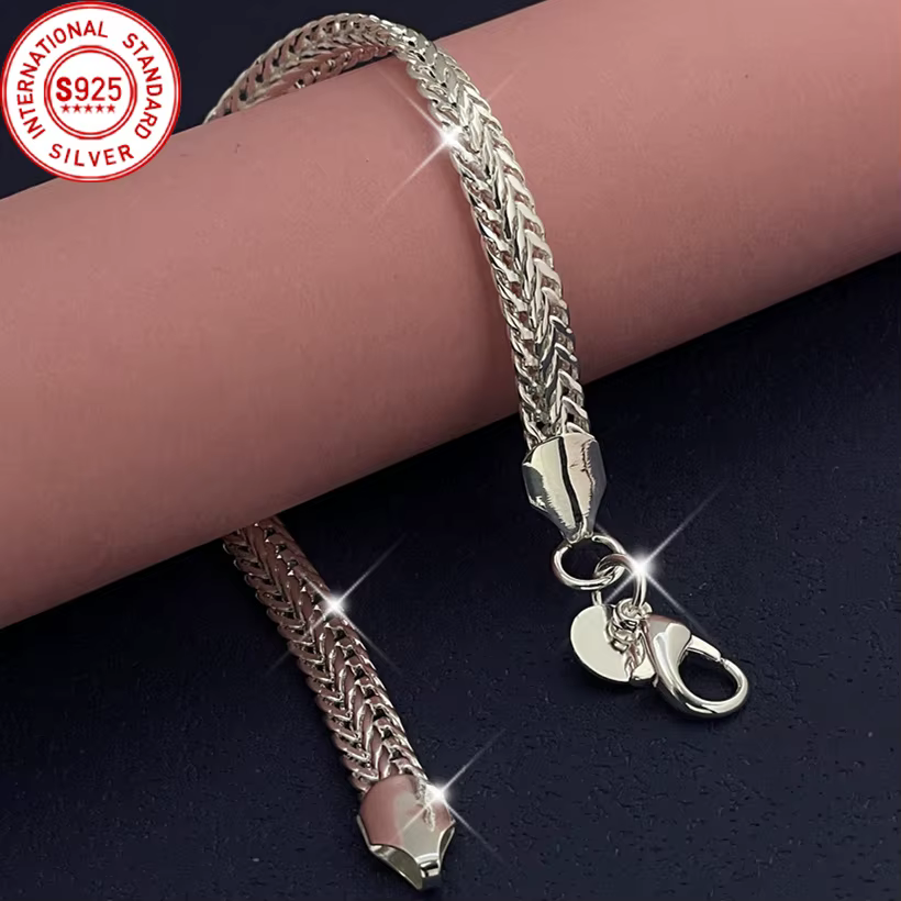 Bracelet chaîne serpent plate en argent Sterling 925, 6MM, pour femmes et hommes, chaîne latérale so