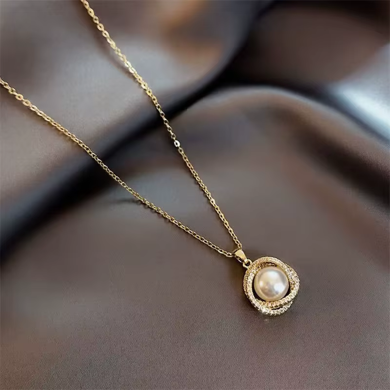 Perles femmes cou chaîne Kpop perle pendentif collier couleur or Goth Chocker bijoux pendentif colli