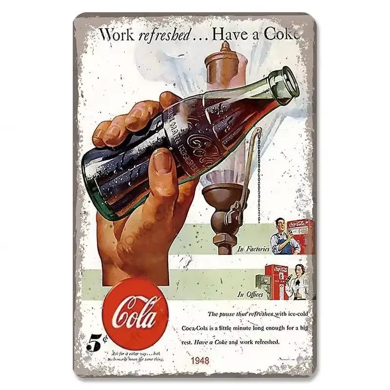 Ensemble de panneaux métalliques vintage rétro Coca-Cola, décoration murale publicitaire classique p