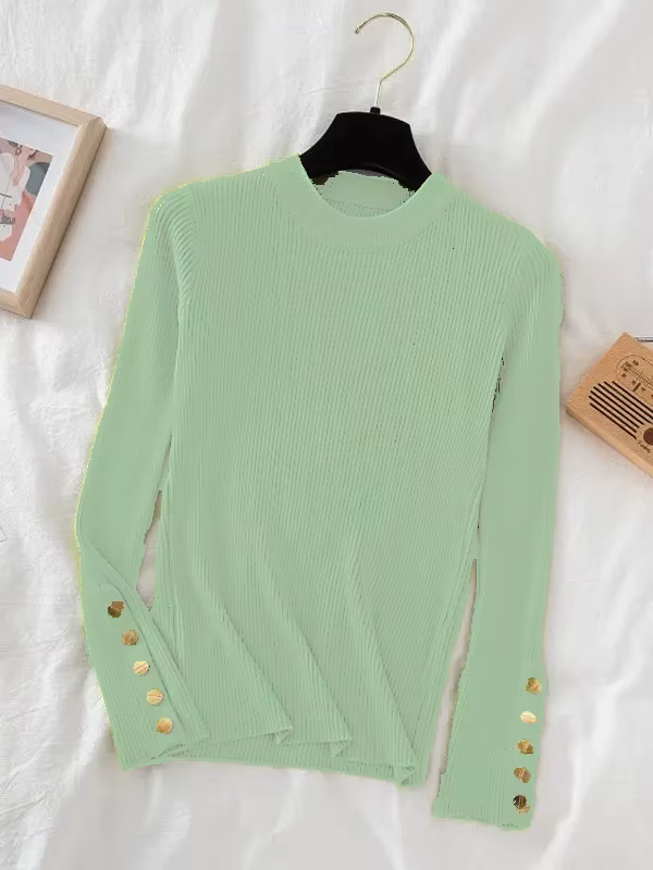2026 femmes épais pull pulls kaki décontracté automne hiver bouton col rond chic pull femme mince ha