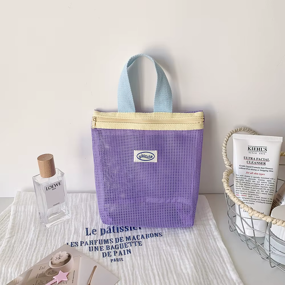 Sac à main en maille, sac de maquillage, pochette de maquillage pour femmes, sac de lavage Portable,