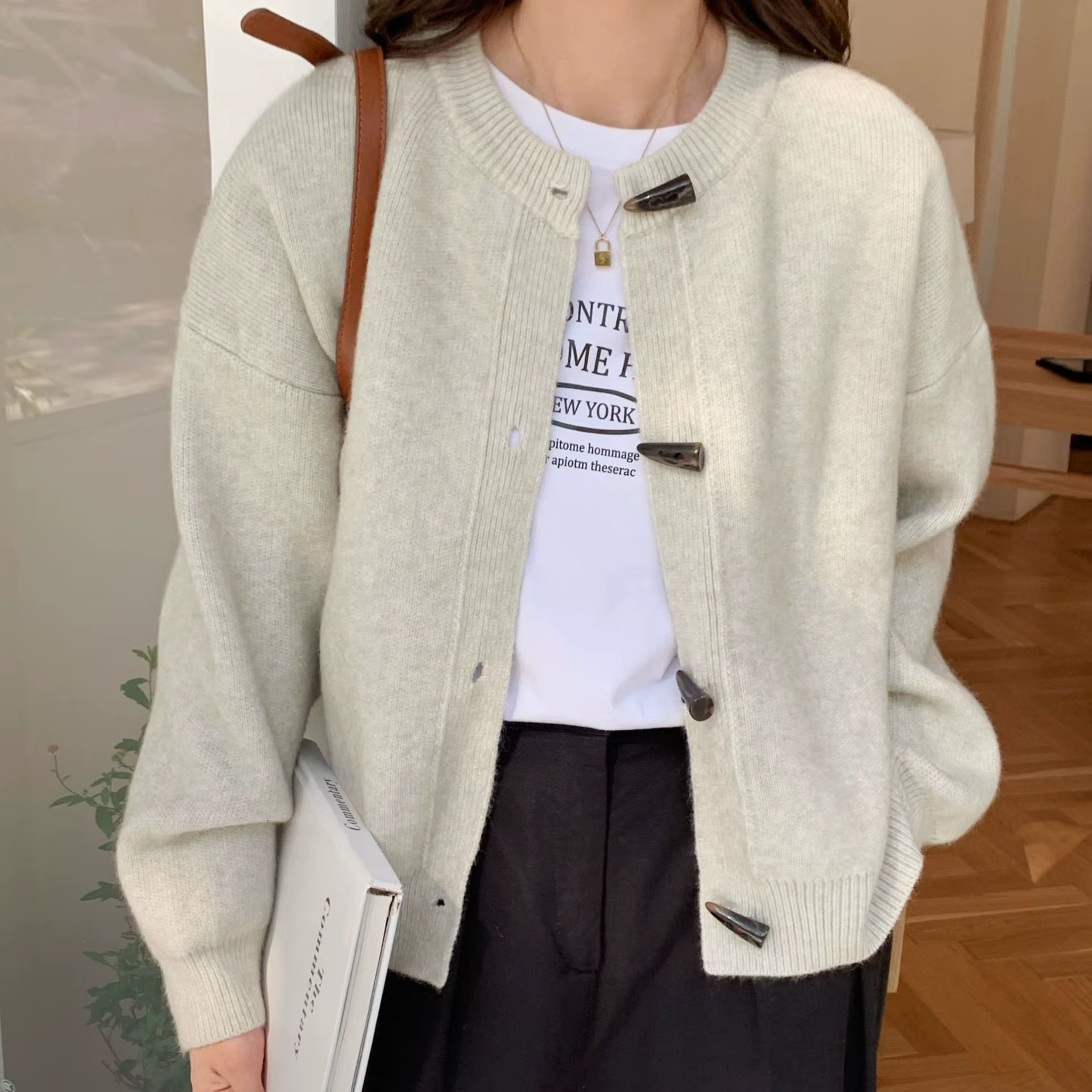 Pull Cardigan femme 2025 automne et hiver femme ample court tricoté Cardigan veste