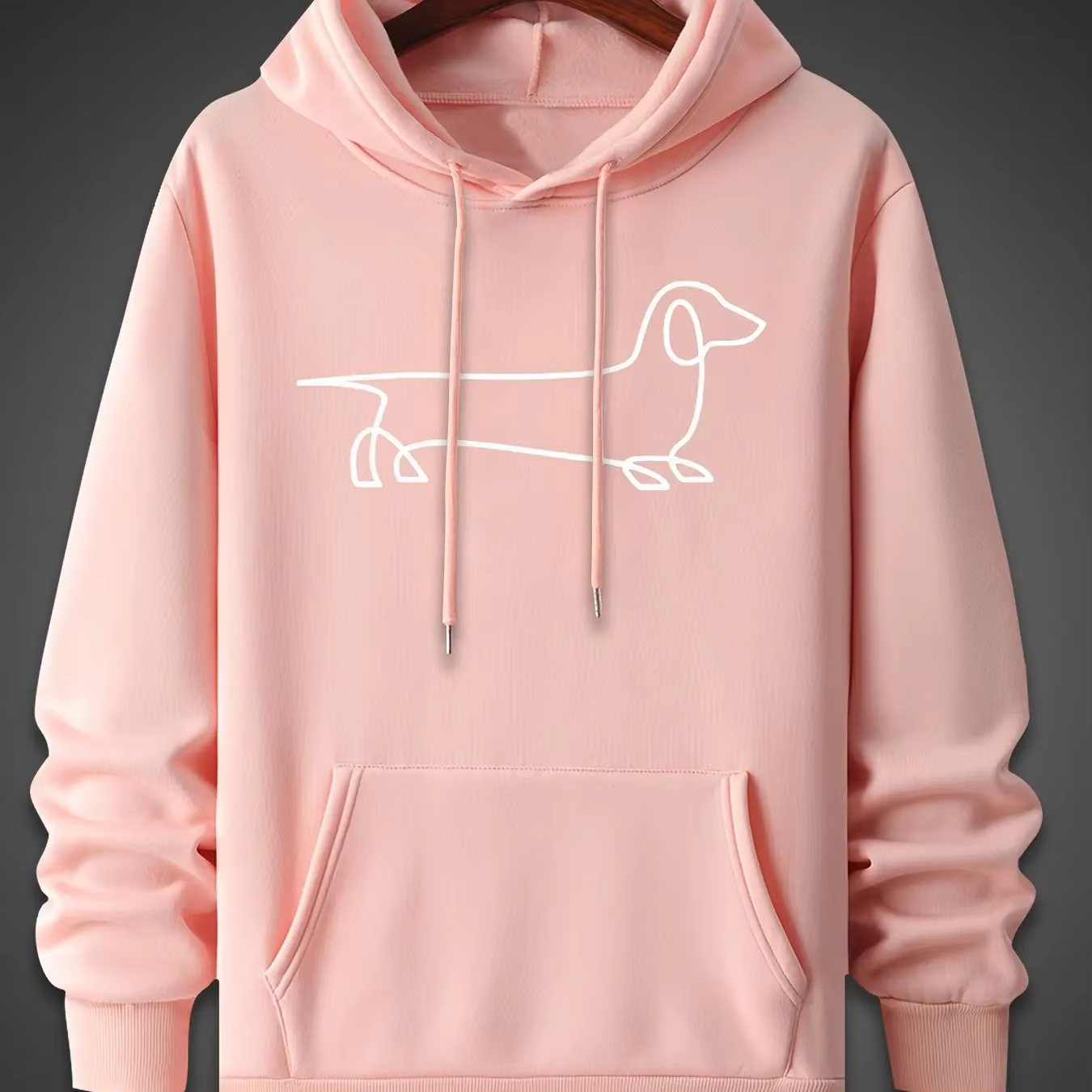 Sweat à capuche minimaliste avec poche kangourou, imprimé chien, décontracté et tendance, pour l'aut