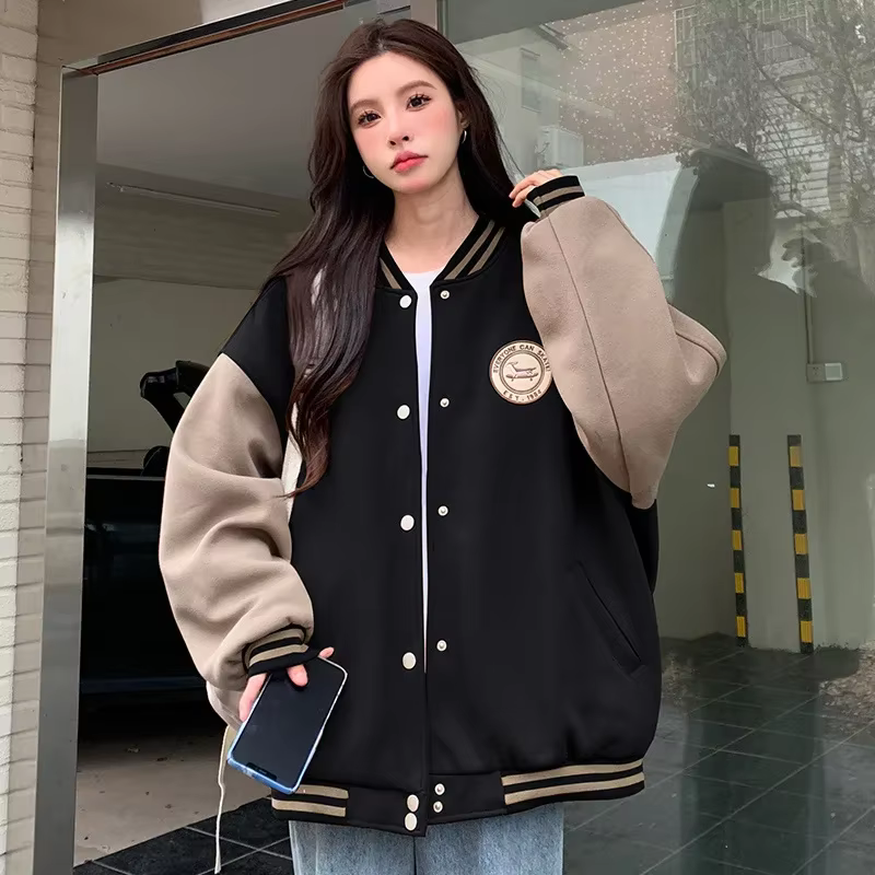 Veste de Baseball Vintage américaine pour femmes, nouveau Style de printemps, ample, Patchwork, bout