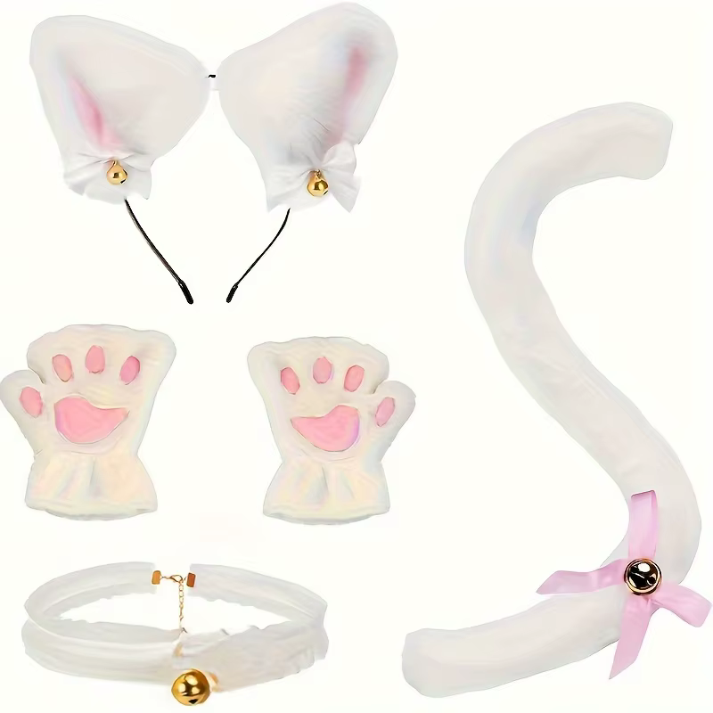 5 ensembles de tenues pour chat mignon : comprenant bandeau, gants, col et queue, tenue pour chat no