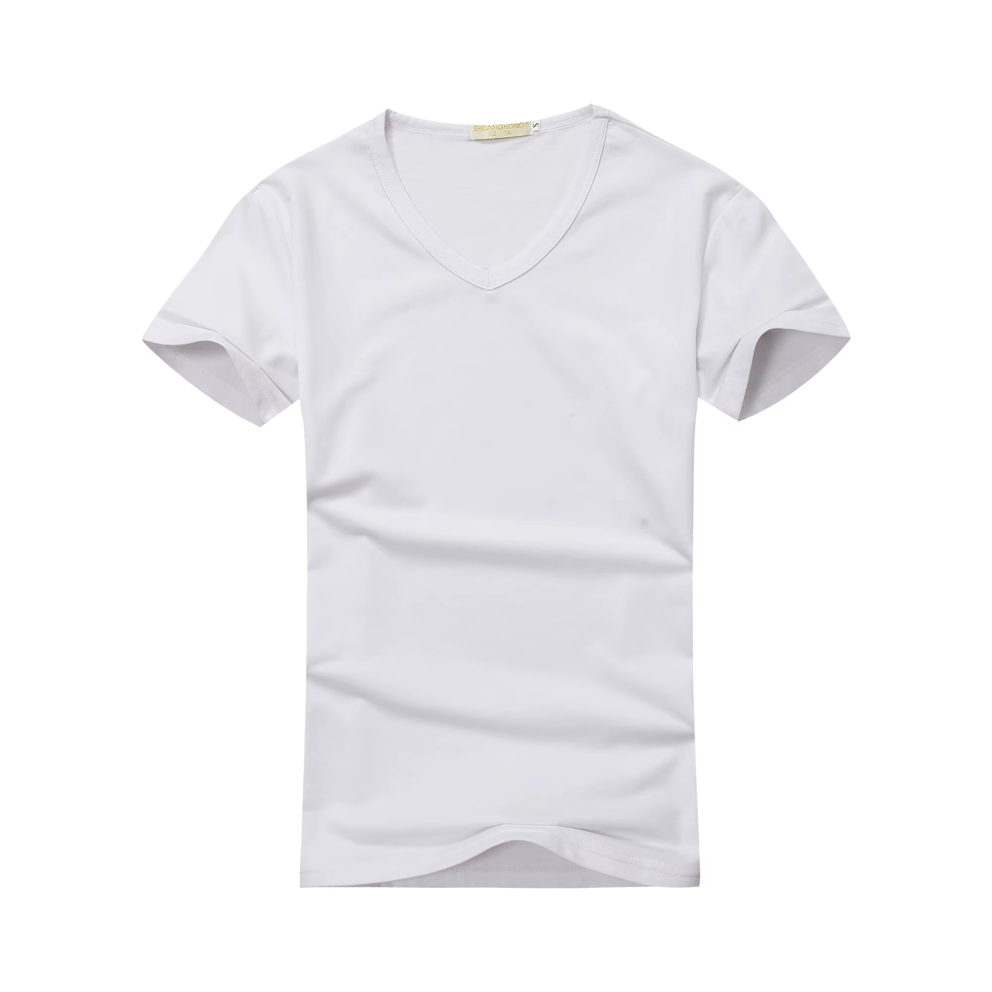 T-shirt en coton peigné à col en v, Logo imprimé personnalisé, texte d'image pour hommes, imprimer l