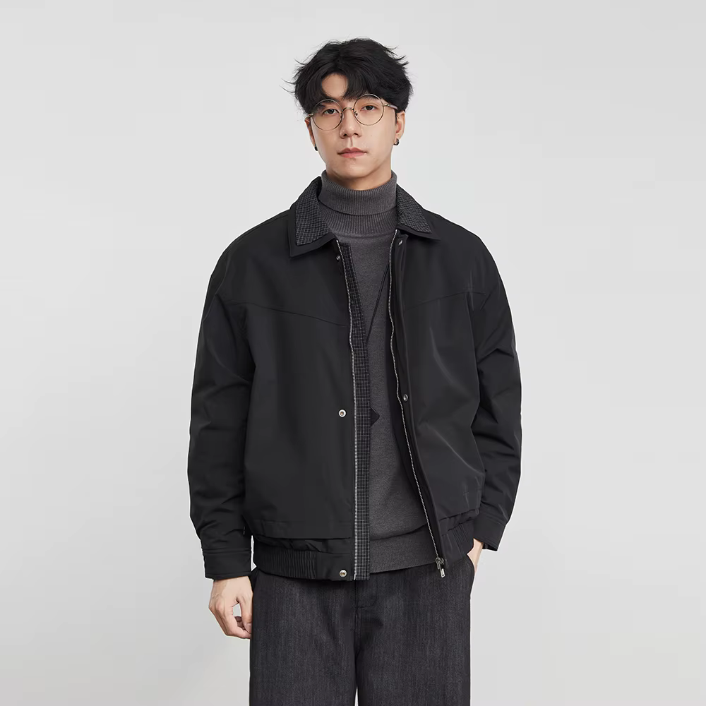 Veste en coton à col Patchwork pour homme, vêtement de travail polyvalent, rétro américain, à la mod