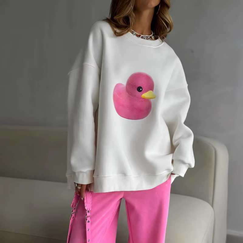 Sweat-shirt à col rond en forme de canard pour femme, nouveau Style, Simple, décontracté, ample, imp
