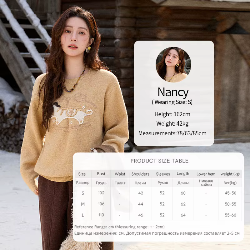MISHOW pull Jacquard brodé à la main pour les femmes en automne hiver 2025 pull tricoté poney épais 