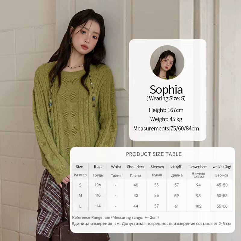MISHOW pull pour femme 2025 automne hiver vert rétro corde torsadée conception creuse haut en tricot
