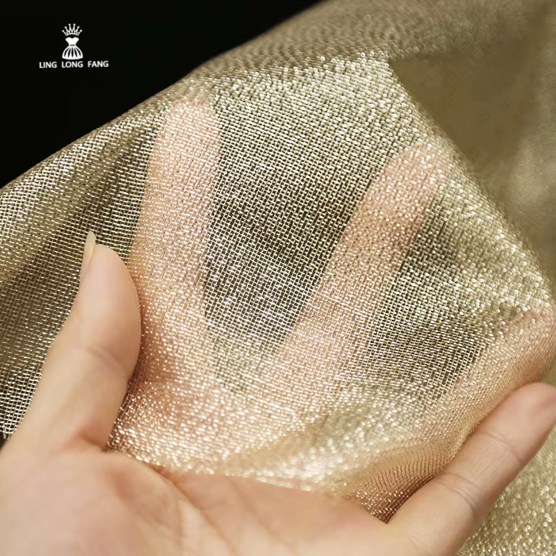Tissu en maille rigide or et argent, décoration de Bouquet de scène, modélisation de robe Poncho, ti