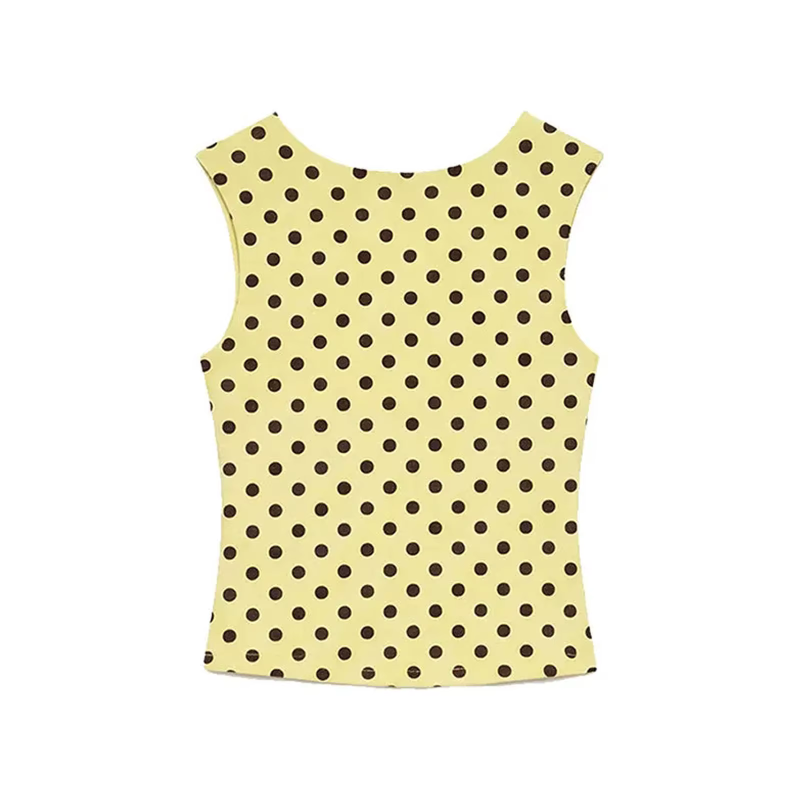 HH Femme Gilet Jaune à Pois Slim Dos Nu Sans Manches Décontracté Été 2026 Style Urbain Chic pour les