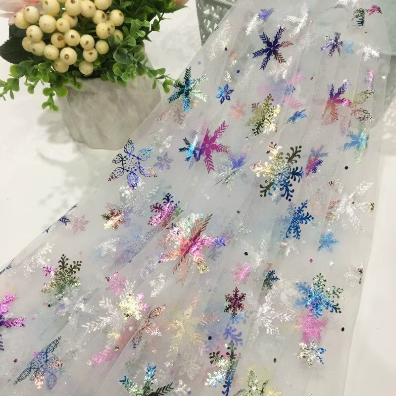 Tissu Tulle coloré flocon de neige météore au mètre pour jupes Costumes robe de mariée bricolage tis