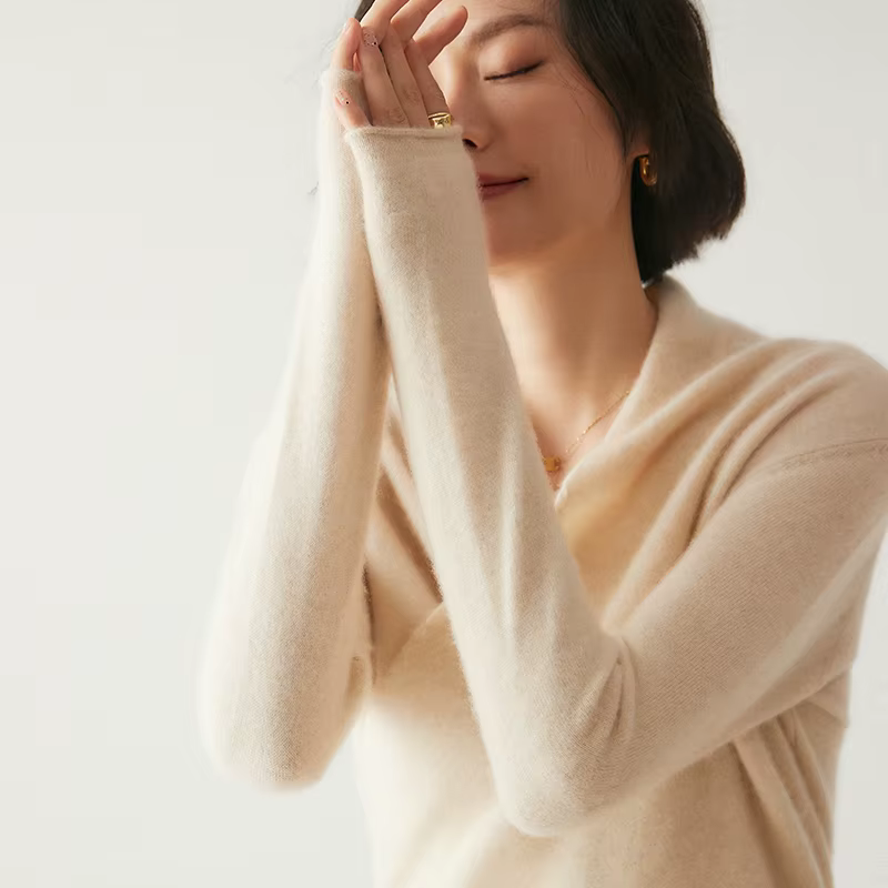 Pull à col en V en cachemire pur pour femmes et filles, pull femme, vêtements d'hiver, haute qualité
