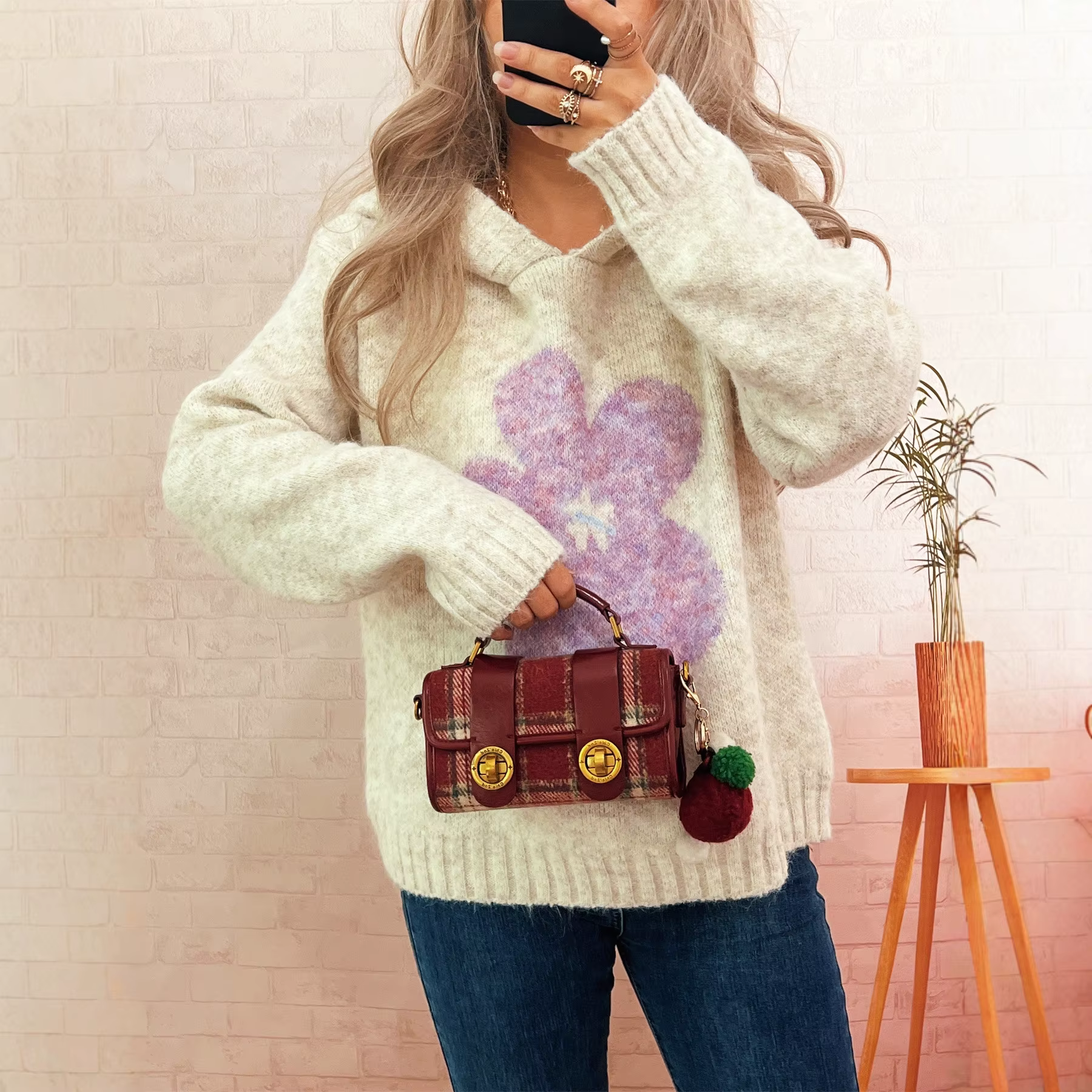 Nouveau Pull tricoté à capuche Jacquard décontracté pour femmes