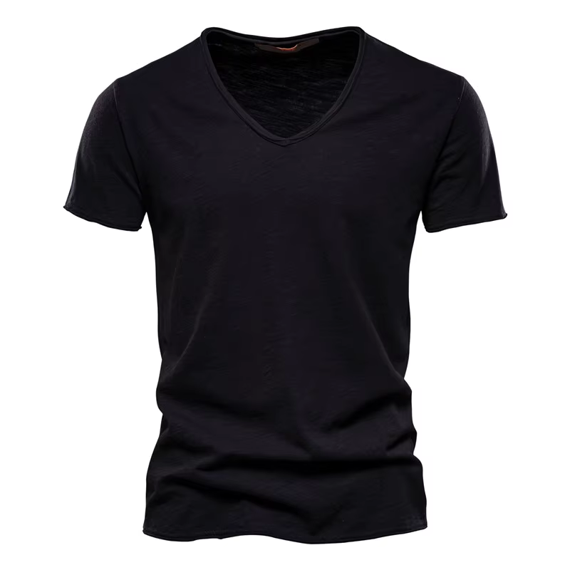 10 couleurs 100% coton hommes T-shirt col en v Design de mode coupe ajustée solide T-shirts hommes h