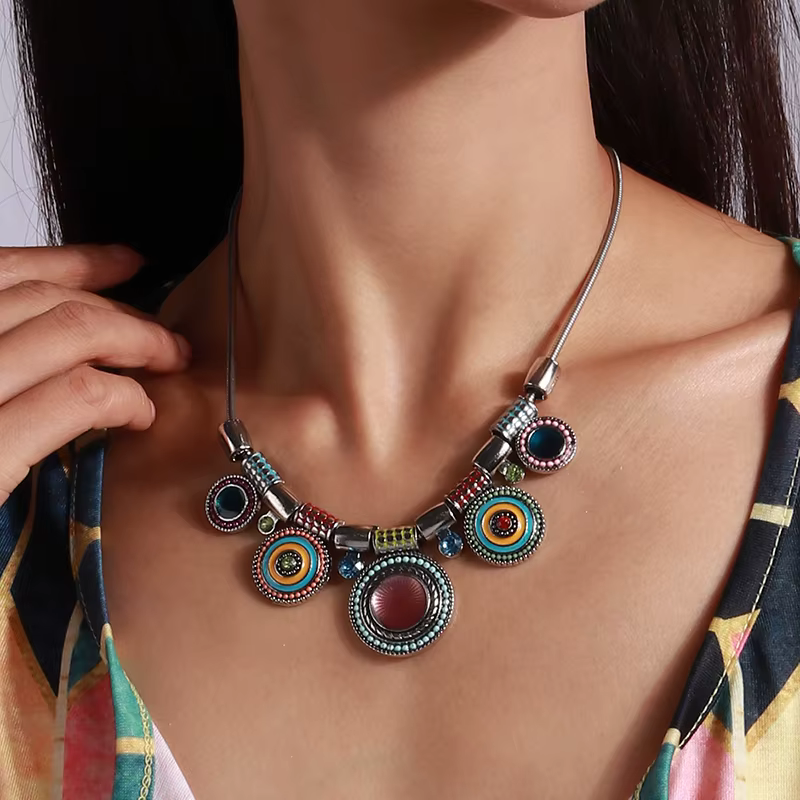 Aihua mode bohème Collier ras du cou Vintage ethnique népal déclaration Maxi Collier pour femmes Col