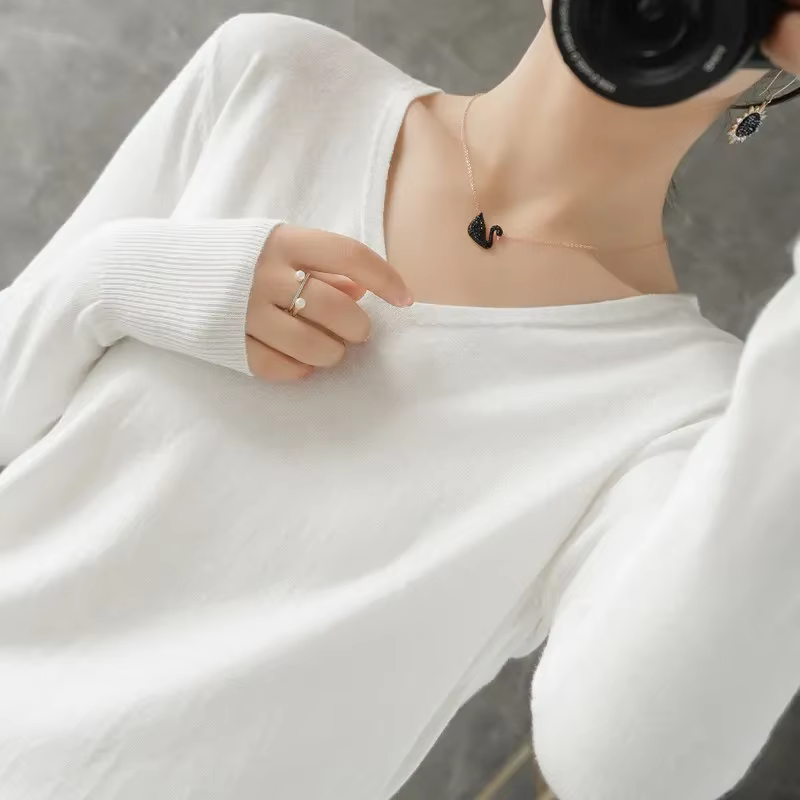 Pull en Cachemire à Manches Longues et Col en V pour Femme, Vêtement de Qualité Supérieure et Bon Ma