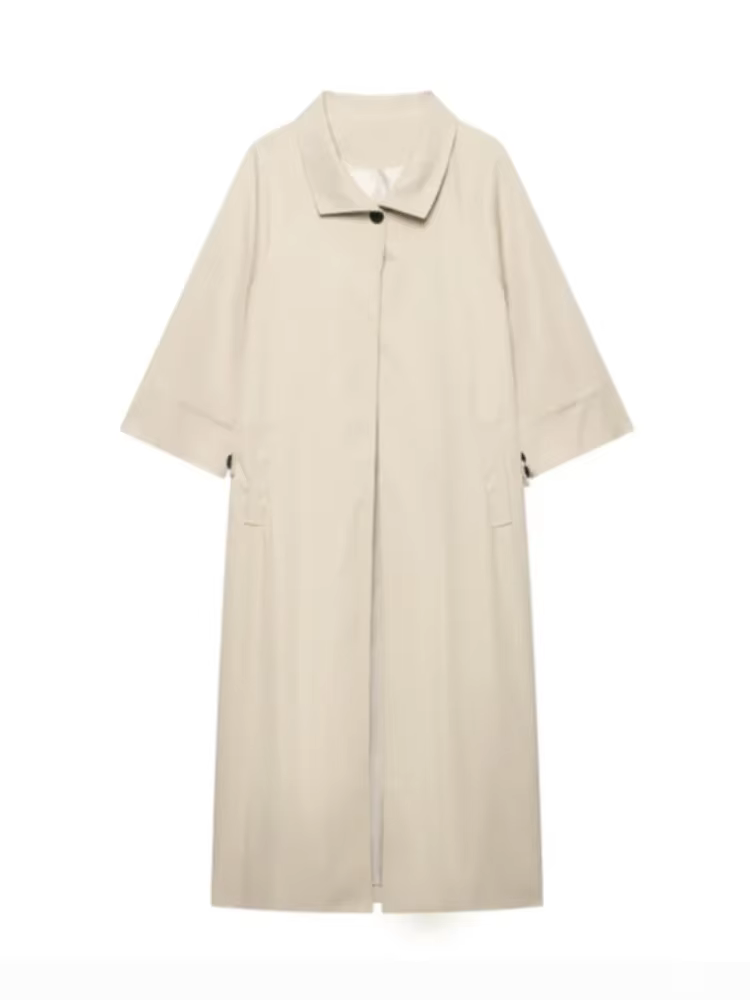 Manteau cape oversize à col montant, manches chauve-souris trois quarts, devant ouvert, long poncho,