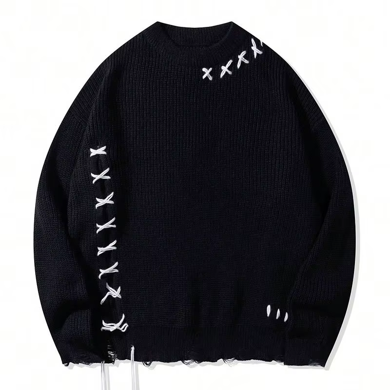 Pull tricoté pour hommes, nouveau Style, Design à dos nu avec coutures complexes, vêtement tricoté c