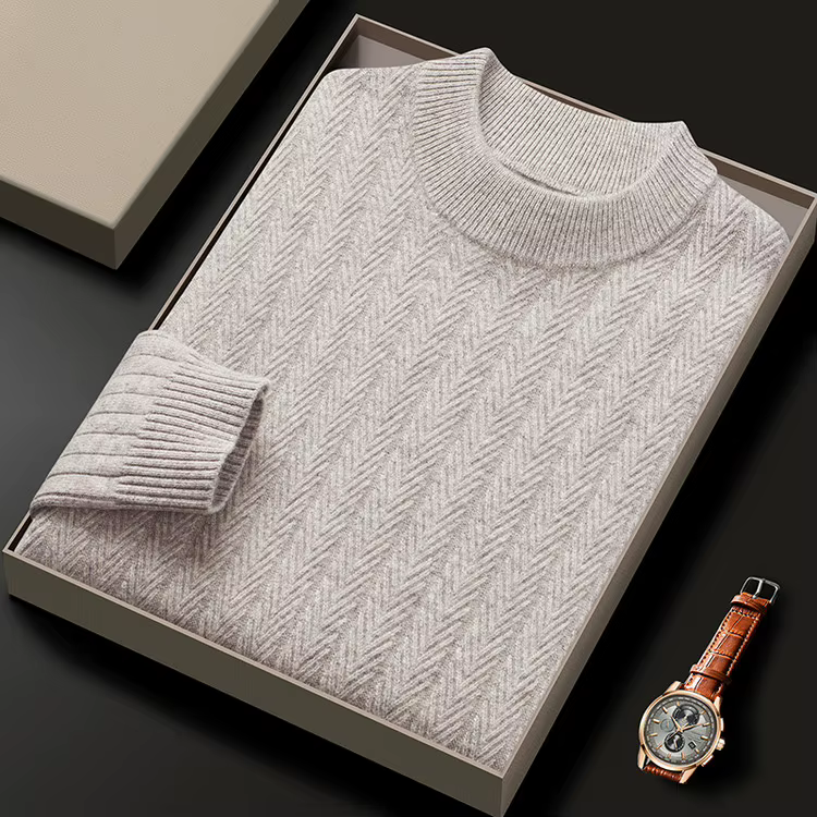 Pull 100% laine de haute qualité pour hommes, pull d'affaires décontracté à col rond, chaud et doux,