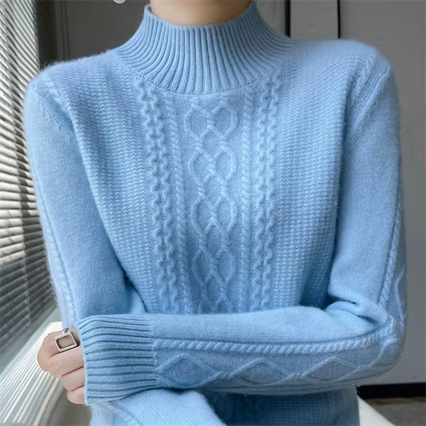 Pull côtelé à manches longues pour femmes, pulls, tricots, col mi-haut, mode, printemps, automne, vê