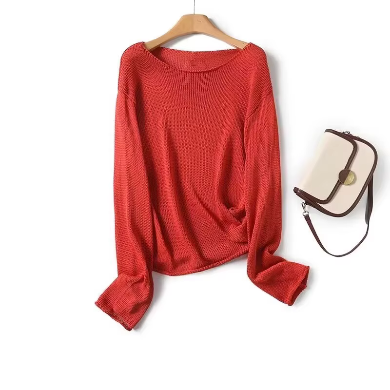 Maxdutti-Pull minimaliste en tricot pour femme, style paresseux français, article rouge, nouveautés,