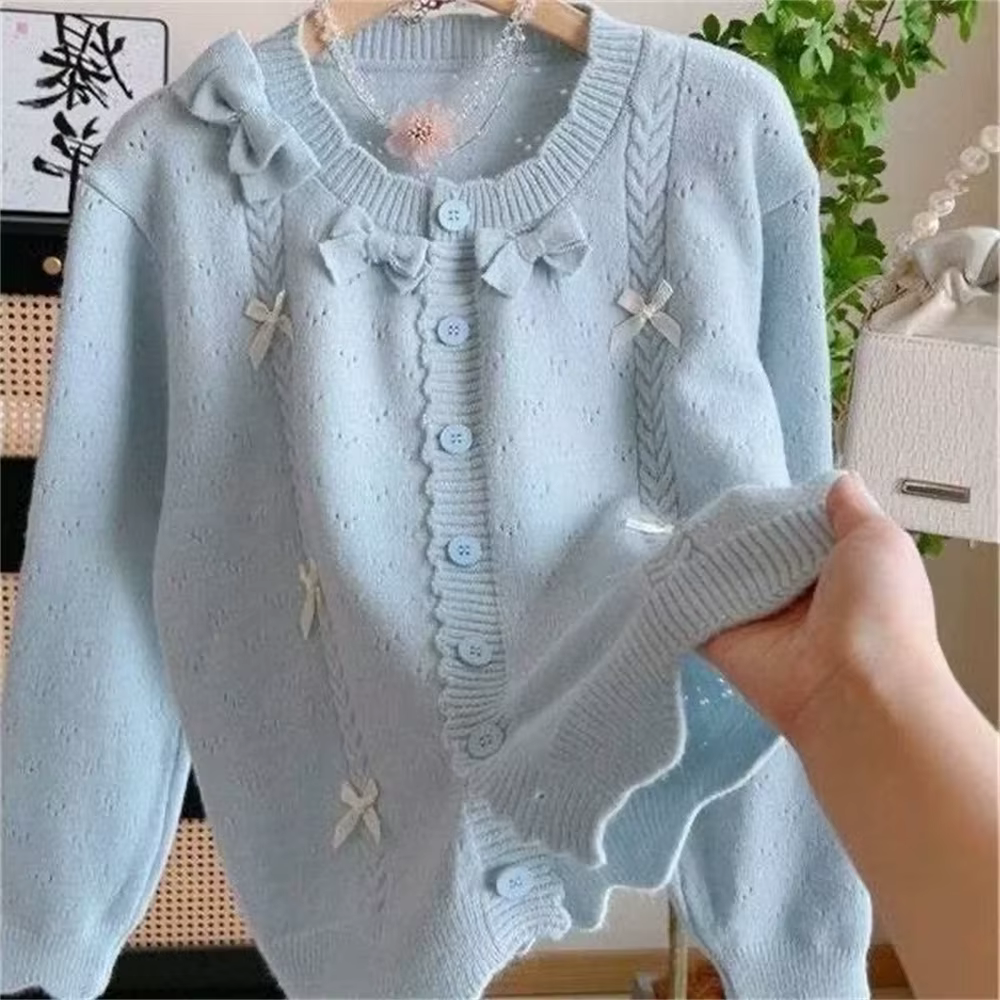 Cardigan en tricot coréen pour femme, pull court rose, vêtements d'extérieur, tricots style preppy, 