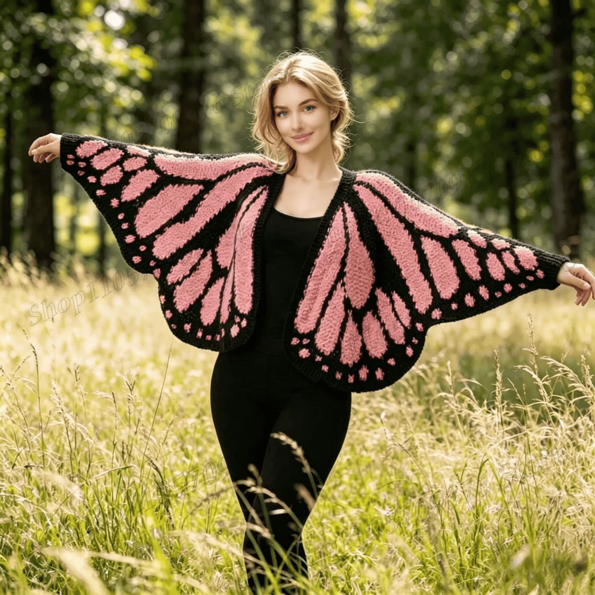 Nouveau cardigan en tricot papillon 2026 – Pull doux, respirant et chaud avec motif ailes de papillo