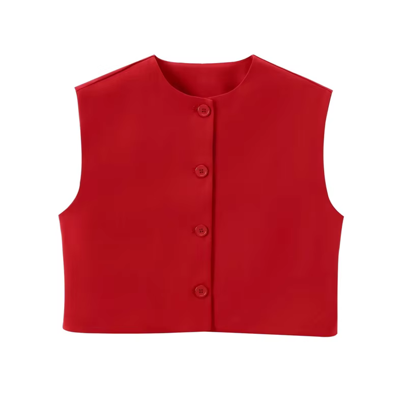 MUJER blanc recadrée gilets pour femmes gilet sans manches gilet femme noir bouton femmes gilet sur