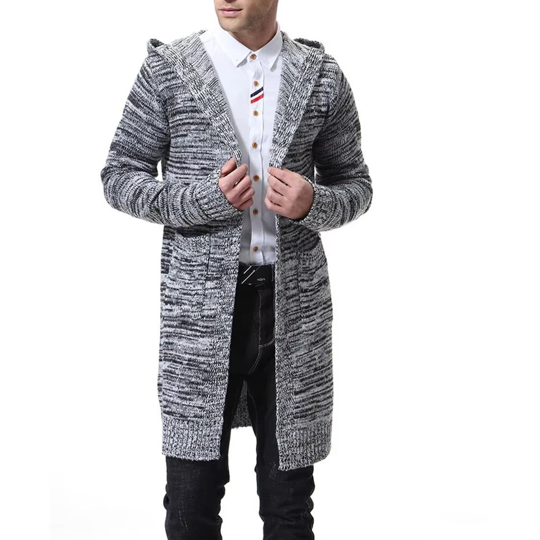 Cardigan à Capuche pour Homme, Manteau Long