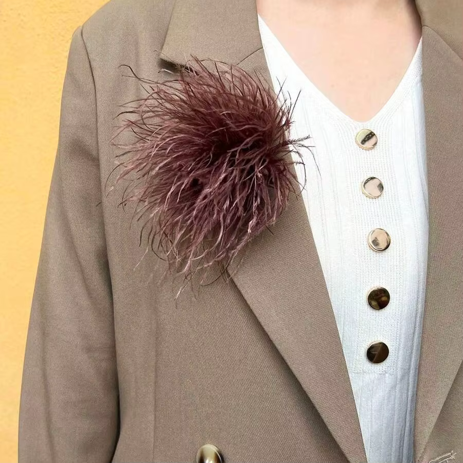 Classique rétro 15 cm qualité supérieure Emu plume Look col bouton deux-en-un mode polyvalent access