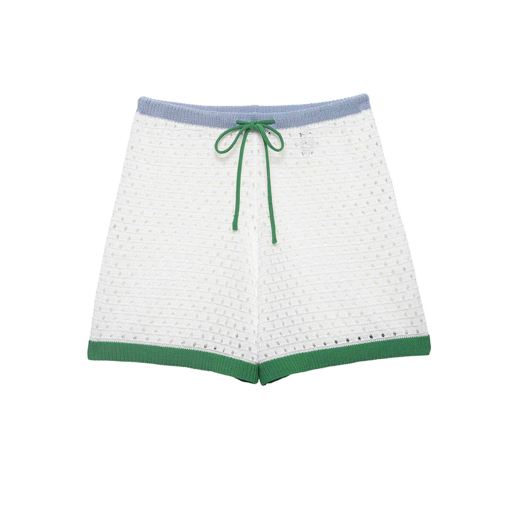 Shorts tricotés ajourés pour femmes, respirants, à cordon de serrage, taille haute, amincissants, dé