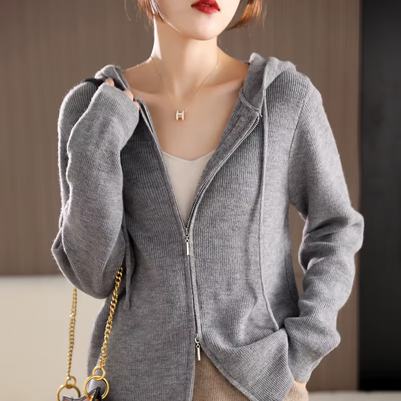 Cardigan tricoté à fermeture éclair japonaise, nouvelle veste décontractée à capuche Simple et à la 