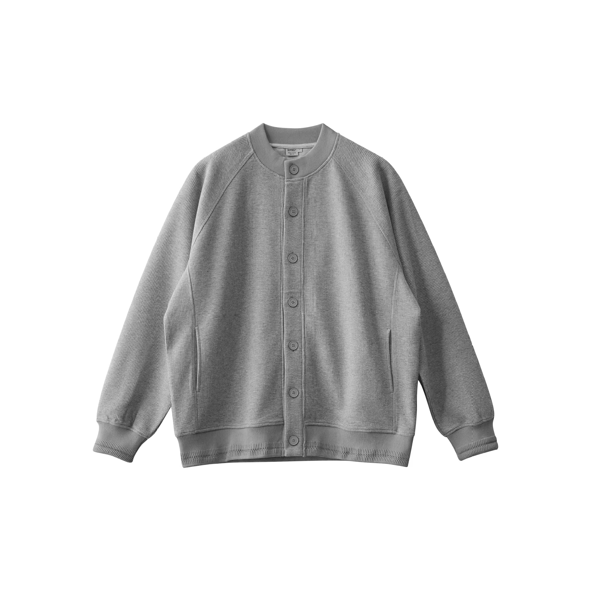 Cardigan ample à col baseball en maille gaufrée, couleur unie, décontracté, pour hommes et femmes, n