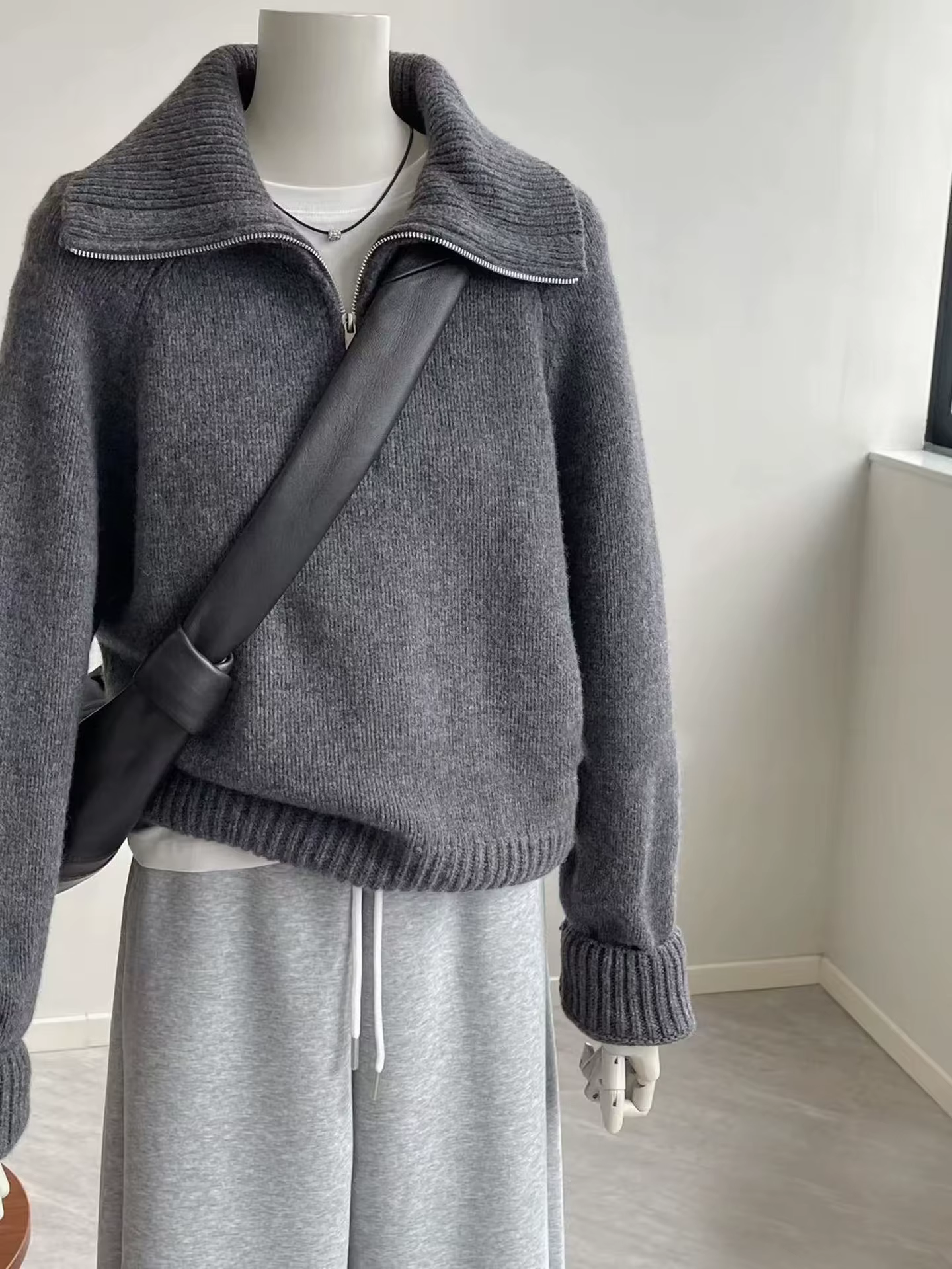 Pull à revers en cachemire pur 100% pour femme, haut de gamme, épais, col roulé, demi-fermeture écla