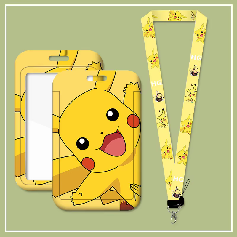 Dessin animé Anime étudiant Pikachu cou lanière carte manchon ID Bus métro accès permis de travail e
