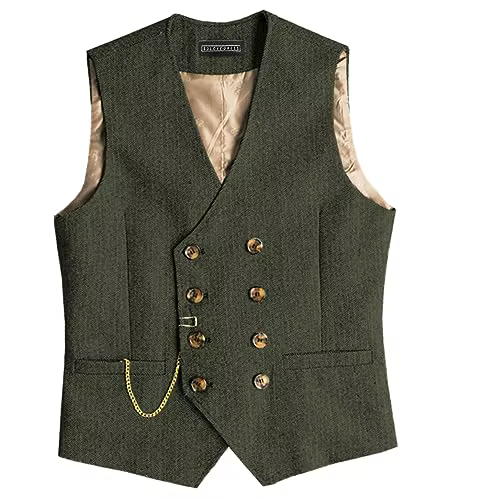 Gilet en mélange à double boutonnage vintage pour hommes, manteau gris imbibé, mariage, banquet Groo