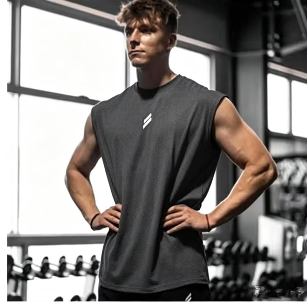 Chemises de sport sans manches pour hommes, pour la salle de sport, la course à pied, gilets en tiss