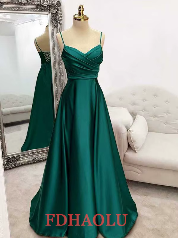 Robe formelle noire ligne A, col en V, robe de soirée plissée pour mariage, bretelles Spaghetti, rob