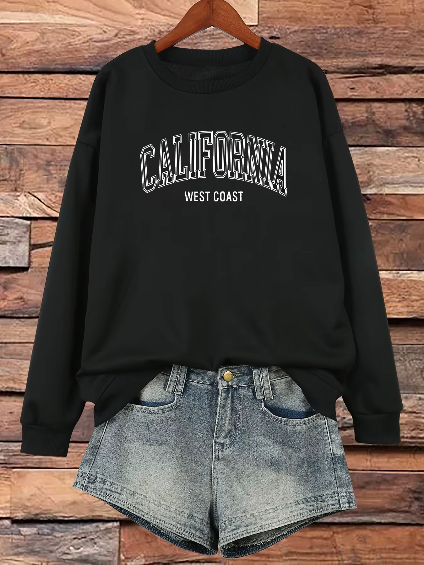 Sweat-shirt décontracté à manches longues et col rond pour femme, sweat-shirt imprimé lettres décent