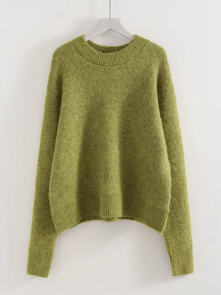 Femmes chandails pour l'hiver chaud surdimensionné pull Vintage col rond épais tricoté pulls jaune m