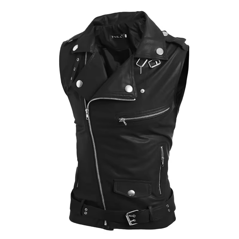 Gilet en cuir PU décontracté pour homme 2026 – Veste sans manches automne-hiver, gilet chaud et épai